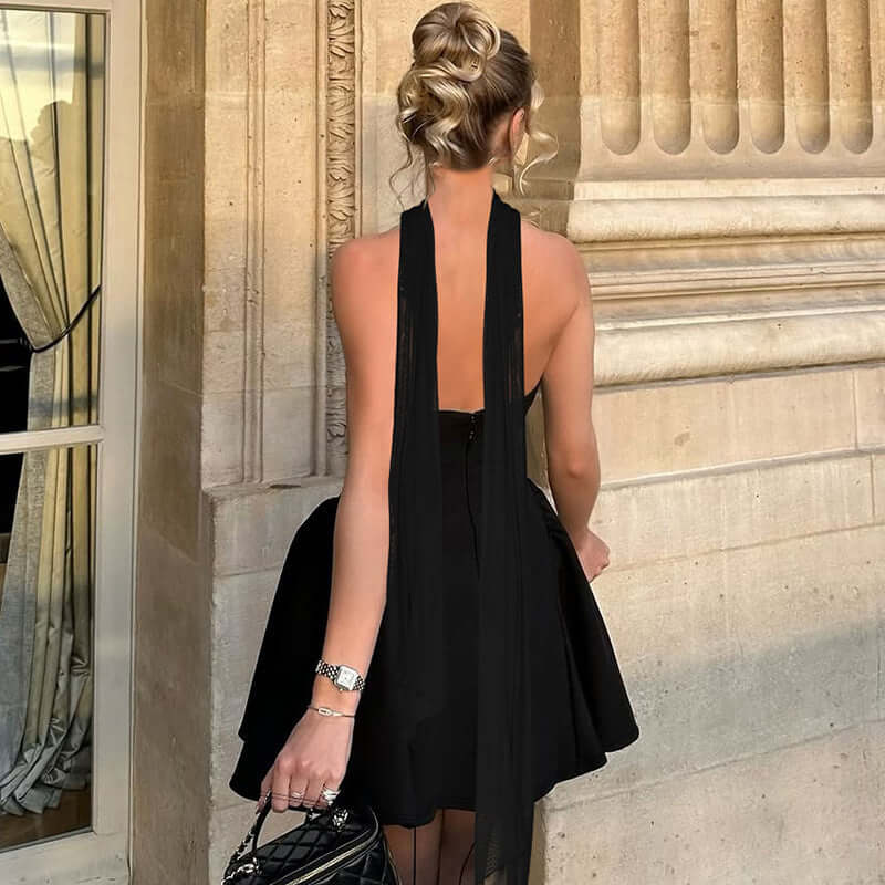 Elegant model showcasing the Sexy Tube Top Dress With Back Zipper Design Ins Fashion Short Dress For Party Clothing Women.